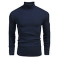 thumbnail image 1 of SERTG Men's Sweater Knitted Turtleneck Pullover Fall Winter Solid Color Heavy Tops Long Sleeve Warm Comfortable Casual Sweater(Dark Blue,3XL), 1 of 7