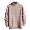 thumbnail image 1 of SERTG Men's Sweater Knitted Turtleneck Pullover Fall Winter Solid Color Heavy Tops Long Sleeve Warm Comfortable Casual Sweater(Khaki,L), 1 of 9