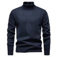 thumbnail image 1 of SERTG Men's Thermal Turtleneck Sweater Fall Winter Solid Color Jacquard Stretch Soft Long Sleeve Tops Fashion Knitwear Men's Sweater(Dark Gray,2XL), 1 of 4