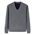 thumbnail image 1 of SERTG Men's V Neck Pullover Solid Color Thermal Knitted Sweater Long Sleeve Casual Warm Winter Tops Men's Sweaters Lightweight(Gray,2XL), 1 of 9