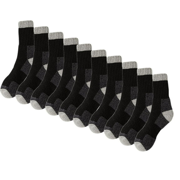 SERTG Men's Winter Crew Socks Color Blocked Socks Thermal Fleece Lined Odor Wicking Thick Mid-Crew Daily Outdoor Socks(Black,Free Size)