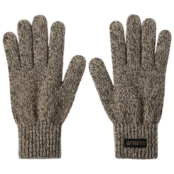 SERTG Mens Fleece-Lined Winter Gloves Touchscreen Windproof Thermal Insulation Outdoor Sports Non-Slip Comfortable Fit Cold Weather(Khaki,L)