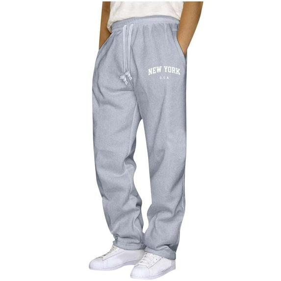 SERTG Mens Letter Print Joggers Sports Pants Fashion Casual Pants with Pocket Fall Winter Sweatpants Trousers Mens Long Pants(Gray,XL)