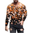 thumbnail image 1 of SERTG Mens Shirt Valentine's Day PrintSports T-Shirt Long Sleeve Round Neck Top Party Dating Outdoor Activities Tops Festival Gifts for Men(Orange,2XL), 1 of 5