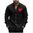 thumbnail image 1 of SERTG Mens Valentine's Day Print Shirt Long Sleeve Button Down Collar Casual Breathable Fashion Top for Men(Black,M), 1 of 4