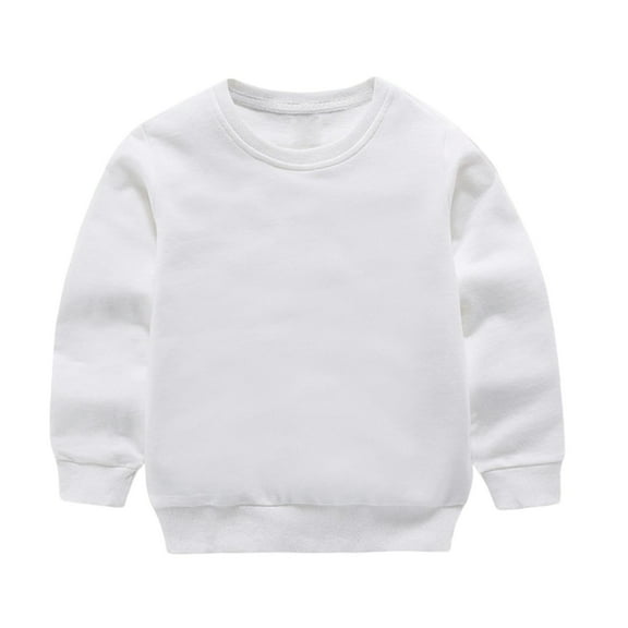 SERTG Toddler Child and Child Casual Long Sleeve Shirts Soft Crewneck Comfortable Sweatshirt Kids Solid Colors Tops for Children 1-13 Years(White,3 Years)