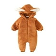 thumbnail image 1 of SERTG Toddler Kids Cute Cute Hooded Romper Thick Lined Full Sleeve Bodysuit Fall Winter Warm Cozy Soft Onesie for Infants Boys and Girls 0-18 Months(Brown,9 Months), 1 of 9