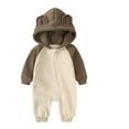 thumbnail image 1 of SERTG Toddler Kids Cute Hooded Romper Thick Lined Full Sleeve Bodysuit Fall Winter Warm Cozy Soft Onesie for Infants Boys and Girls 0-18 Months(Brown,6 Months), 1 of 7