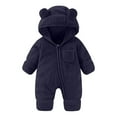 thumbnail image 1 of SERTG Toddler Kids Cute Hooded Romper Thick Lined Full Sleeve Bodysuit Fall Winter Warm Cozy Soft Onesie for Infants Boys and Girls 0-18 Months(Navy,6 Months), 1 of 7