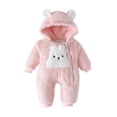 thumbnail image 1 of SERTG Toddler Kids Cute Hooded Romper Thick Lined Full Sleeve Bodysuit Fall Winter Warm Cozy Soft Onesie for Infants Boys and Girls 0-18 Months(Pink,3 Months), 1 of 7