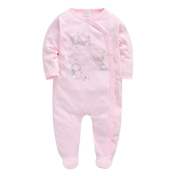 SERTG Toddler Kids Long Sleeve Printed Color Jumpsuit Round Neck Spring Fall Casual Cute Onesie for Infants Boys and Girls 0-12 Months(Pink#3,0-3 Months)