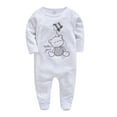 thumbnail image 1 of SERTG Toddler Kids Long Sleeve Printed Color Jumpsuit Round Neck Spring Fall Casual Cute Onesie for Infants Boys and Girls 0-12 Months(White,3 Months), 1 of 2