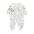 thumbnail image 1 of SERTG Toddler Kids Long Sleeve Printed Color Jumpsuit Round Neck Spring Fall Casual Cute Onesie for Infants Boys and Girls 0-12 Months(White#4,6 Months), 1 of 2