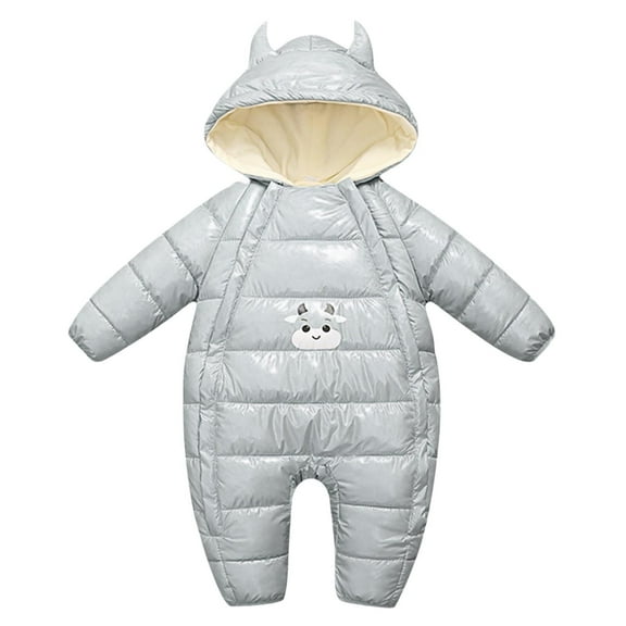 SERTG Toddler Kids Set Cute Printed Bodysuit Long Sleeve Keep Warm Fall Winter Onesie Outfit for Girls and Boys 0-18 Months(Gray,0-5 Months)