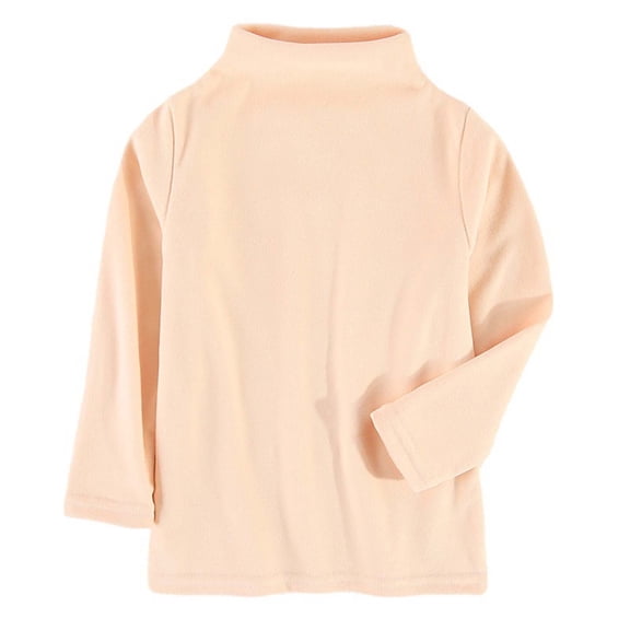 SERTG Toddler Kids Warm Mock Neck Shirt Long Sleeve Solid Color Fall Winter Thermal Wear Everyday Layer for Boys and Girls 4-12 Years(Beige,2 Years)