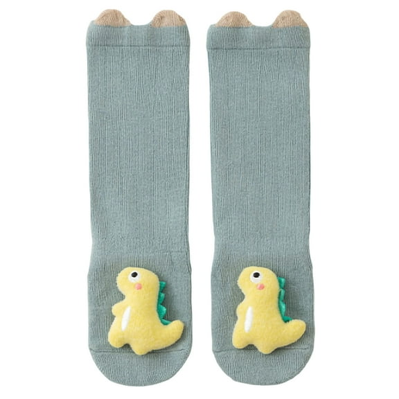 SERTG Toddler Socks Non-Slip Crew Socks Cute Animal Socks Fall Winter Thermal Everyday Wear Ankle Socks Soft Comfortable Novelty Floor Baby Socks(Green,1-3 Years)