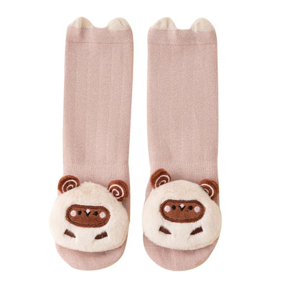 SERTG Toddler Socks Non-Slip Crew Socks Cute Animal Socks Fall Winter Thermal Everyday Wear Ankle Socks Soft Comfortable Novelty Floor Baby Socks(Pink,1-3 Years)