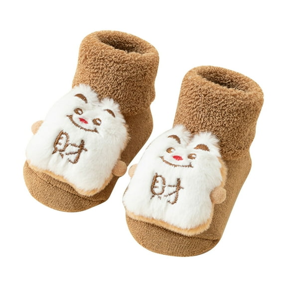 SERTG Toddler Socks Non-Slip Crew Socks Cute Animal Socks Fall Winter Thermal Everyday Wear Ankle Socks Soft Comfortable Novelty Floor Baby Socks(Yellow#1,1-3 Years)