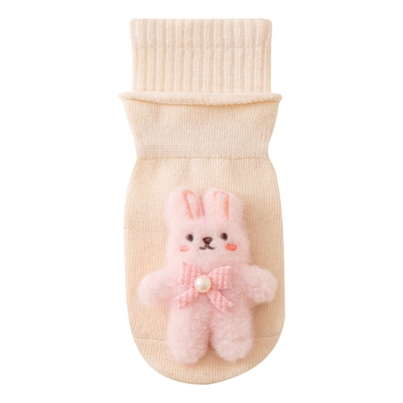 SERTG Toddler Socks Non-Slip Knee-High Socks Cute Animal Socks Fall Winter Thermal Everyday Wear Ankle Socks Soft Comfortable Novelty Floor Baby Socks(White#1,0-1 Years)