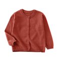 thumbnail image 1 of SERTG Toddlers Girls Casual Solid Color Knit Cardigan Long Sleeve Round Neck Fall Winter Snug Fitted Comfortable Top for Children 2-10 Years(Brown,8-9 Years), 1 of 6