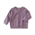 thumbnail image 1 of SERTG Toddlers Kids Cardigan with Button Long Sleeve V-Neck Light Warmth Spring Fall Everyday Wear Top for Kids 1-4 Years(Purple,1-2 Years), 1 of 5