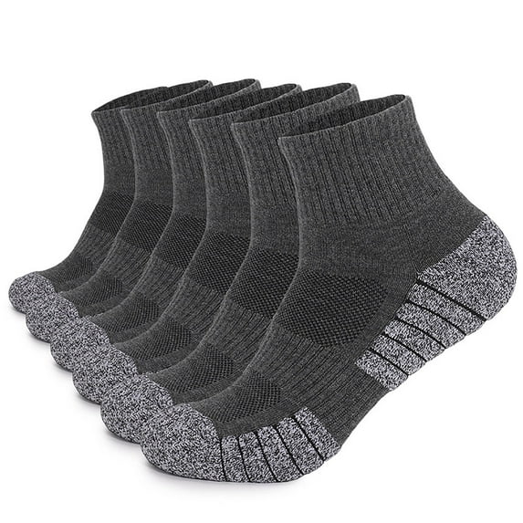 SERTG Unisex 6 PC Ankle Socks Hiking Trekking Socks Mid Calf Wicking Breathable Cushioned Running Socks Men Women Socks(Dark Gray,XL)