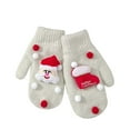 thumbnail image 1 of SERTG Unisex Christmas Gloves Funny Family Kids Adults Gifts 3D Knit Mittens Plush Fleece-Lined Gloves Thermal Warm Soft Holiday Winter Gloves(White,Free Size), 1 of 4