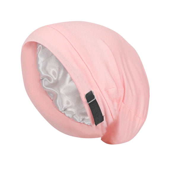 SERTG Unisex Hat Solid Color Fashionable Elastic Double-Layer Adjustable Sleeping Cap Head Cap Beanie Hat(Pink,Free Size)