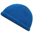 thumbnail image 1 of SERTG Unisex Knitted Skullcap Hat Winter Woolen Hat Solid Color Fashion Casual Thick Velvet Warm Ear Protection Cap Hat(Blue,Free Size), 1 of 3