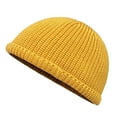 thumbnail image 1 of SERTG Unisex Knitted Skullcap Hat Winter Woolen Hat Solid Color Fashion Casual Thick Velvet Warm Ear Protection Cap Hat(Yellow,Free Size), 1 of 3