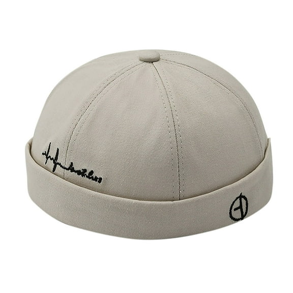 SERTG Unisex Skullcap Hat Fashionable Dome Brimless Hip-hop Street Casual Versatile Baseball Sailor Hat(Beige,Free Size)