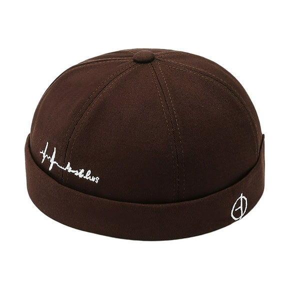 SERTG Unisex Skullcap Hat Fashionable Dome Brimless Hip-hop Street Casual Versatile Baseball Sailor Hat(Coffee,Free Size)