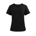 thumbnail image 1 of SERTG Unisex Solid Color V-Neck Scrub Top Short Sleeve Multiple Pockets Uniform for Nurses and Caregivers(Black,M), 1 of 6