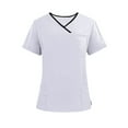 thumbnail image 1 of SERTG Unisex Solid Color V-Neck Scrub Top Short Sleeve Multiple Pockets Uniform for Nurses and Caregivers(White,S), 1 of 6