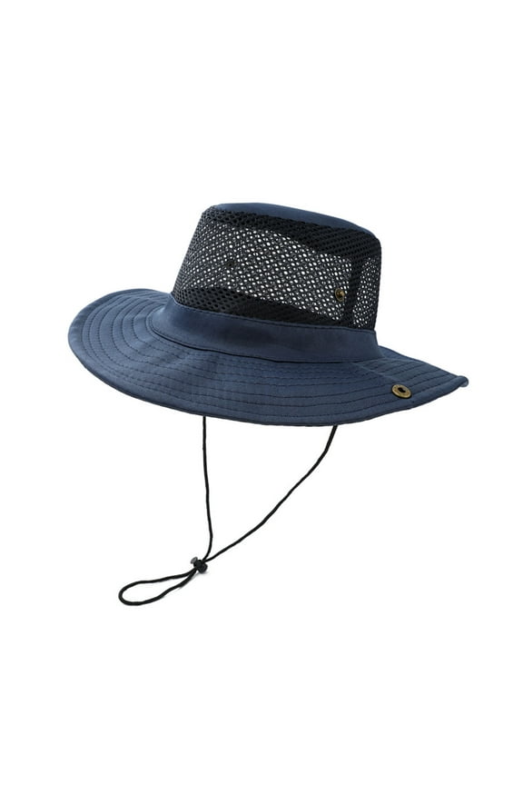 Unisex Summer Hat Sun Mask with Neck Protection Hat Breathable Full Face Sun Protection Hat Wide Brimmed Hat(Navy,M)