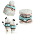 thumbnail image 1 of SERTG Women's 3 PC Hat Set Knitted Hat,Scarf and Gloves Set Snowflake Woolen Soft Fashion Winter Outdoor Set(White,Free Size), 1 of 2