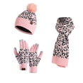 thumbnail image 1 of SERTG Women's 3 PC Set Thick Hat Winter Knitted Warm Comfortable Gloves,Fashion Hat,Soft Scarf Outdoor Hat Set(Pink,Free Size), 1 of 5