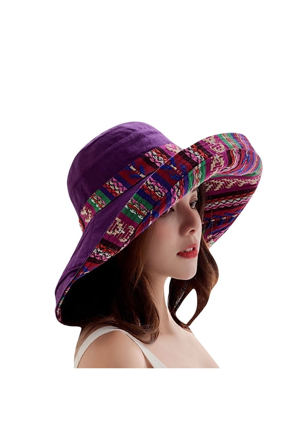 Women's Bucket Hat Flip up Double Sided Sun Shading Fashionable Casual Comfortable Fisherman Hat Cap(Purple,Free Size)