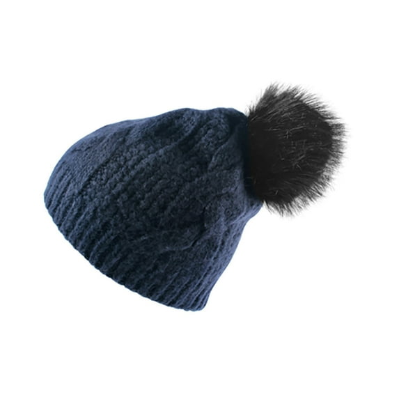 SERTG Women's Fashion Knitted Beanie Hat Fall Winter Wool Warm Hat Soft Outdoor Casual Sports Cap Hat(Navy,Free Size)