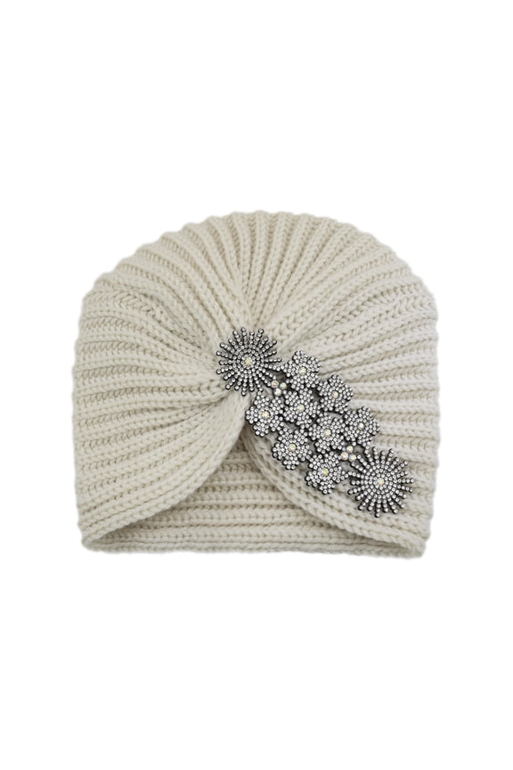 Women's Hat Bright Accessories Indian Hat Knitted Hat Fall Winter Pullover Hat Warm Woolen Hat(Beige,Free Size)