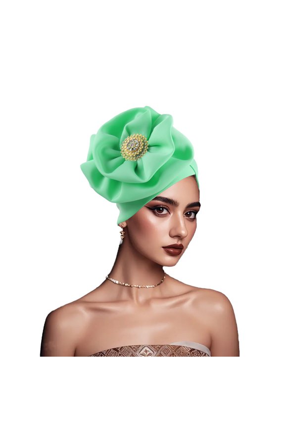 Women's Hat Fashion Soft Trendy Air Layer Side Panel Flower Indian Hat Cap Top Hat(Mint Green,Free Size)