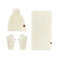 thumbnail image 1 of SERTG Women's Hat Set Winter Double-Layer Velvet Thickened Warm Woolen Hat Scarf Glove Three Piece Set(White,Free Size), 1 of 5