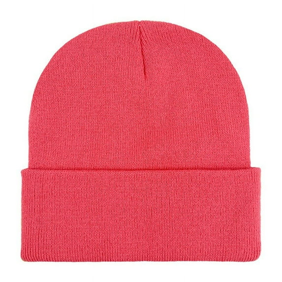 SERTG Women's Knit Beanie Hat Solid Color Fashion Fall Winter Hat Soft Thickened Warm Cap(Hot Pink,Free Size)