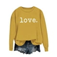 thumbnail image 1 of SERTG Women's Round Neck Heart Print Pullover Sweatshirt Long Sleeve Casual Comfortable Tops Everyday Hoodless Pullover Blouses(Yellow#1,2XL), 1 of 4