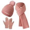 thumbnail image 1 of SERTG Women's Winter Knitted Warm Gloves,Hat,Scarf Three Piece Set Thick Hat Fashion Comfortable Soft Outdoor Hat Set(Pink,Free Size), 1 of 2