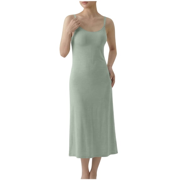SERTG Womens Built-In Bra Nursing Nightgown Adjustable Strap Seamless Lightweight Breathable Soft Stretch Sleeveless Maternity Homewear Sleep Dress