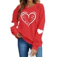 thumbnail image 1 of SERTG Womens Round Neck Valentine Heart Print Hoodless Sweatshirt Fashion Casual Long Sleeve Spring Fall Pullover Blouses Tops(Red,M), 1 of 9