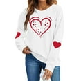 thumbnail image 1 of SERTG Womens Round Neck Valentine Heart Print Hoodless Sweatshirt Fashion Casual Long Sleeve Spring Fall Pullover Blouses Tops(White,XS), 1 of 9