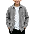 thumbnail image 1 of SERTGUTR Boys Corduroy Shirt Button Front Turn Down Collar Long Sleeve Chest Pocket Classic Casual Top Everyday School Fall Winter Outerwear, 1 of 9