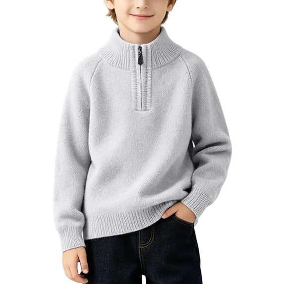 SERTGUTR Boys' Half Zip Knit Sweater Stand Collar Raglan Sleeve Ribbed Cuffs Hem Soft Warm Top School Everyday Wear Outerwear